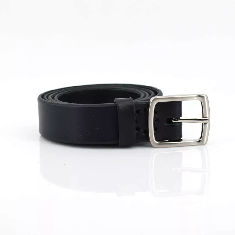 Ceinture fine en cuir noir "Marc"