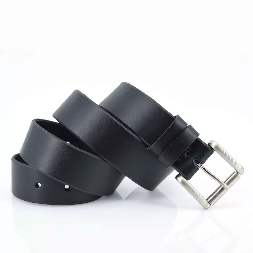 Ceinture noire en cuir "Rouleau"