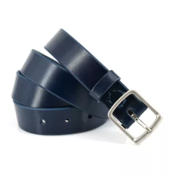 Ceinture fine en cuir bleu marine "Damien" largeur 3 cm