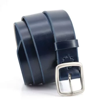 Ceinture en cuir bleu marine "Gabriel" - largeur 3,5 cm