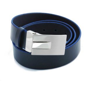 Ceinture en cuir bleu marine boucle habillée "Jules"