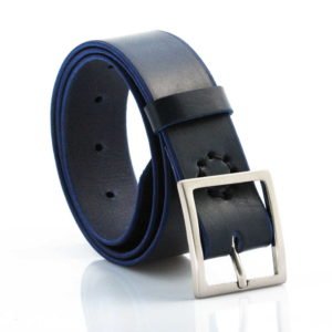 Ceinture en cuir bleu marine 3,5 cm "Mattéo"