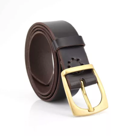 Ceinture en cuir chocolat "Andrew" - larg. 3,5cm