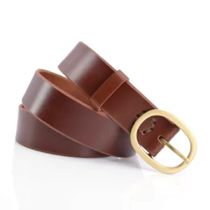 Ceinture en cuir marron fauve "Ivan" - 3,5 cm