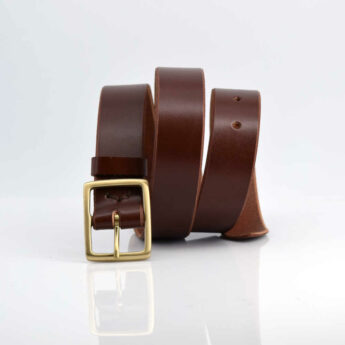 Ceinture en cuir marron fauve 3,5 cm "Albert"