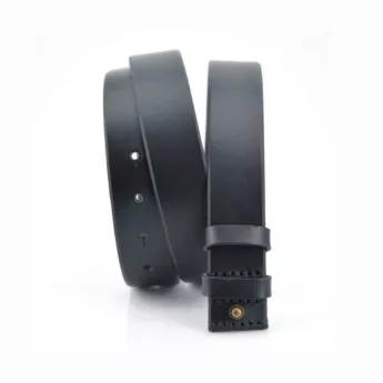 Ceinture en cuir noir sans boucle "anti allergie car tout de cuir"