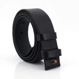 Ceinture en cuir noir sans boucle "anti allergie car tout de cuir"