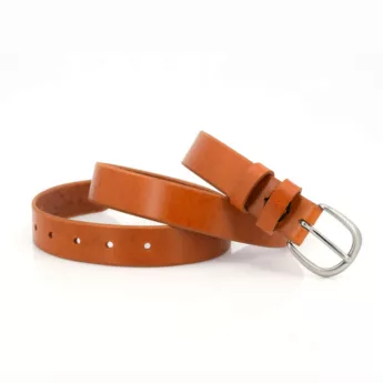 Ceinture en cuir marron cognac "Tatiana" - Larg. 3 cm