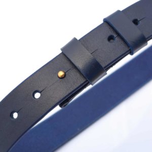 Ceinture en cuir bleu marine sans boucle "anti allergie"