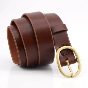 Ceinture en cuir marron fauve "Guillaume" - Larg. 3 cm