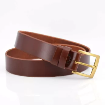 Ceinture en cuir marron fauve "Manuel" - larg. 3,5 cm