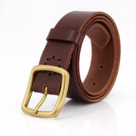 Ceinture en cuir marron fauve "Maxime" - larg. 3,5 cm