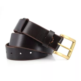 Ceinture en cuir marron chocolat à rouleau "Sylvain"