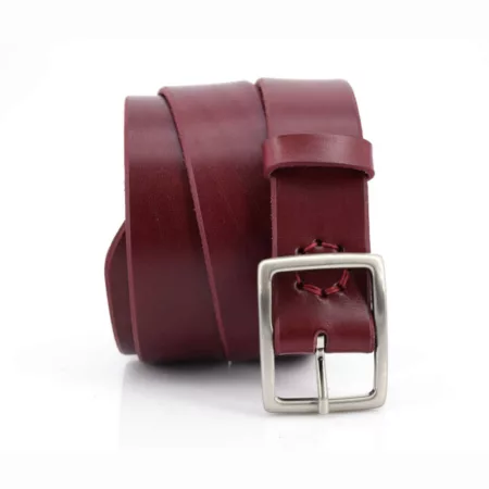 Ceinture en cuir rouge Bordeaux "Loan" - larg. 3,5 cm