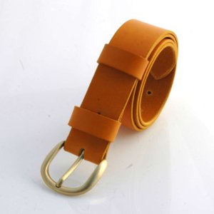 Ceinture - Ceinturon cuir jaune moutarde "Diane" - larg. 4 cm