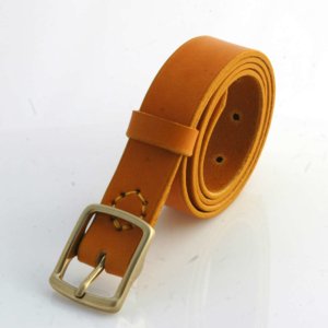 Ceinture en cuir jaune moutarde "Flavie" - Larg. 3 cm