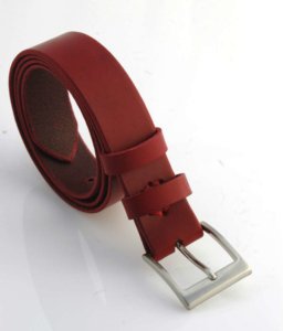 Ceinture en cuir rouge Bordeaux "Amélie" - larg. 3,5 cm