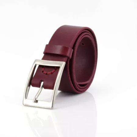 Ceinture en cuir rouge Bordeaux "Edith" - Larg. 3,5 cm