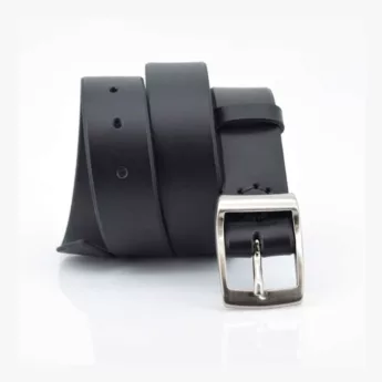 Ceinture en cuir noir "Evan" - larg. 3,5 cm