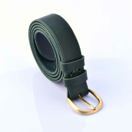 Ceinture verte en cuir "Romane" - Larg. 3 cm