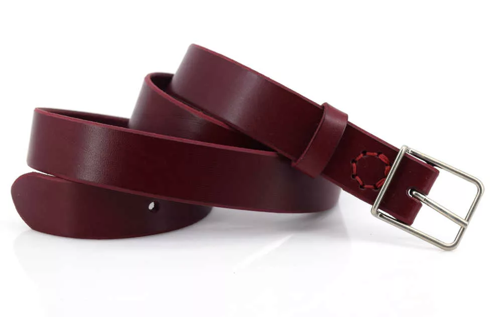 Ceinture rouge Bordeaux en cuir "Zarah"