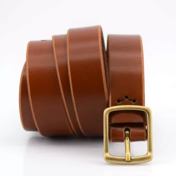 Ceinture fine en cuir marron clair "Ryan" - 3 cm, couleur miel