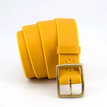 Ceinture jaune en cuir "Colin" - larg. 3,5 cm