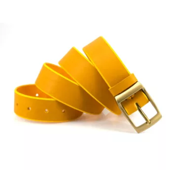 Ceinture jaune en cuir "Ophélie" - larg. 3,5 cm