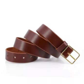 Ceinture marron fauve en cuir "Aris" - larg. 3,5 cm