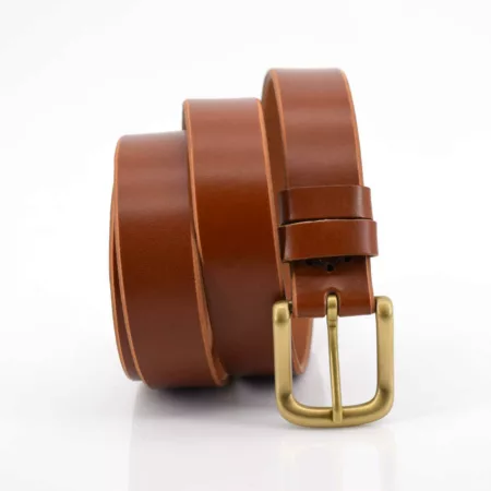 Ceinture fine en cuir marron clair Miel "Léon" - Larg. 3 cm