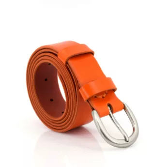 Ceinture en cuir orange "Eugénie" - larg. 3,5 cm