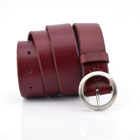 Ceinture en cuir rouge Bordeaux "Franny" - larg. 3,5 cm