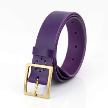 Ceinture en cuir violet "Aurèle" - larg. 3,5 cm