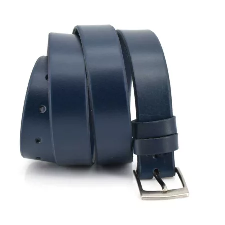 Ceinture fine en cuir bleu marine "Jacobin" - larg. 3 cm