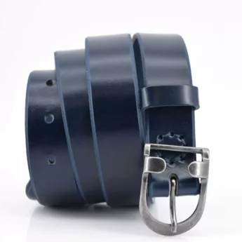 Ceinture fine en cuir bleu marine "Petite Oreille"