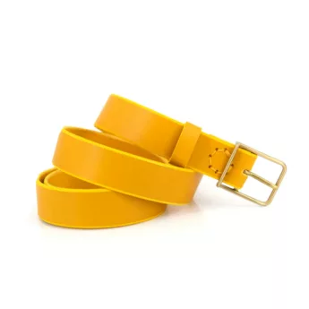 Ceinture jaune en cuir "Rosa" - larg. 3 cm