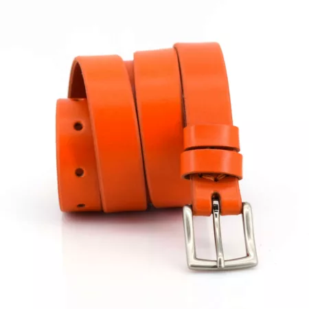 Ceinture fine en cuir orange "Loane" - Larg. 2,5 cm