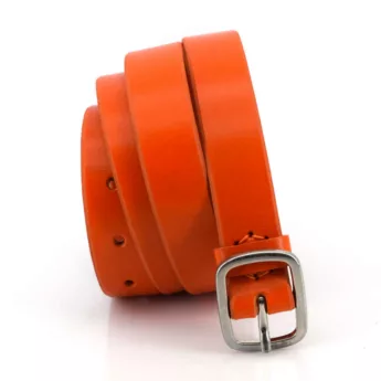 Ceinture fine en cuir orange "Tina" - Larg. 2,5 cm