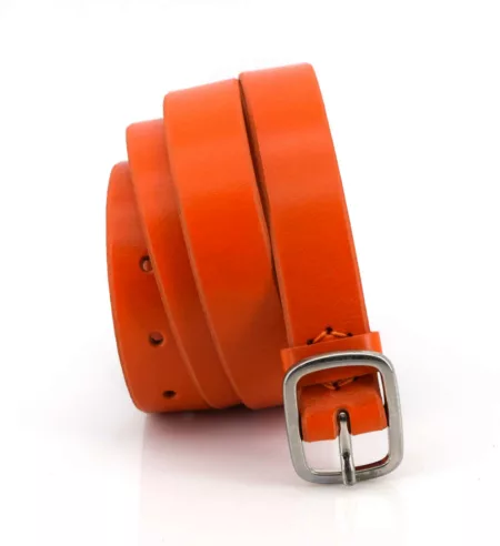 Ceinture fine en cuir orange "Tina" - Larg. 2,5 cm