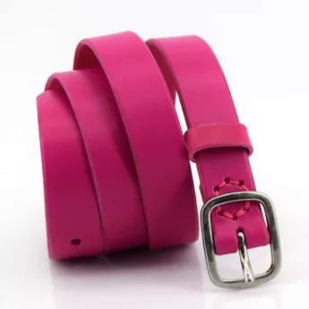 Ceinture fine en cuir rose "Cali" - Larg. 2,5 cm