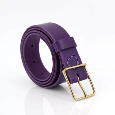 Ceinture fine violette en cuir "Tobias" - larg. 3 cm