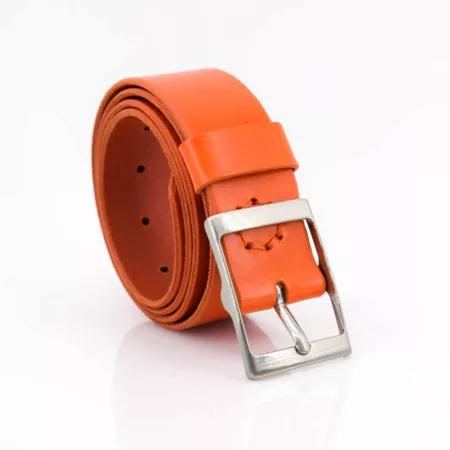 Ceinturon en cuir orange "Dounia" - Larg. 4 cm