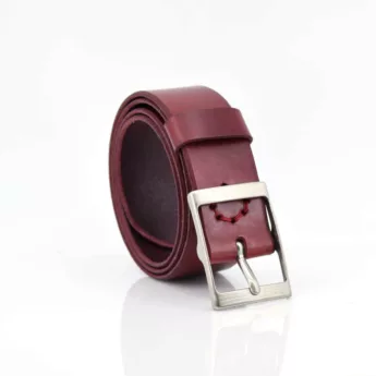 Ceinturon en cuir rouge Bordeaux "Cathy" - Larg. 4 cm