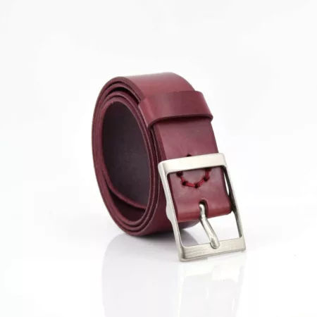 Ceinturon en cuir rouge Bordeaux "Cathy" - Larg. 4 cm