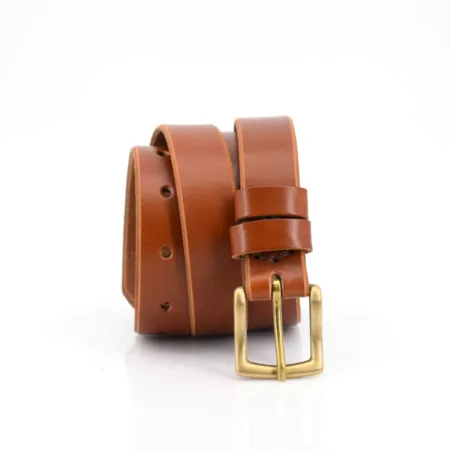 Ceinture fine marron clair en cuir "Jocelyne" - Larg. 2,5 cm