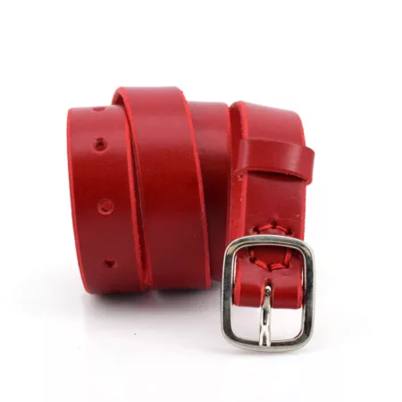 Ceinture fine en cuir rouge "Rosetta" - larg. 2,5 cm