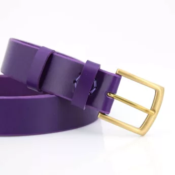 Ceinture en cuir violet "Césarine" - larg. 3,5 cm