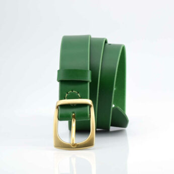 Ceinture en cuir vert sapin avec boucle "Jessie" - larg. 3,5 cm