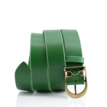 Ceinture en cuir vert sapin avec boucle "Oreille" - larg. 3,5 cm