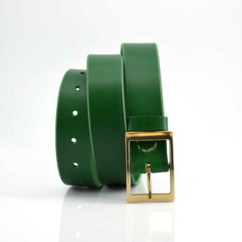 Ceinture en cuir vert sapin avec boucle "Anaël" - larg. 3,5 cm